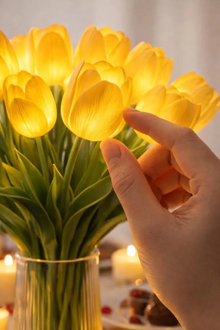Romantisk LED-tulipanlampe – Batteridrevne LED-tulipaner, der kombinerer blomsterdekoration med blød stemningsbelysning