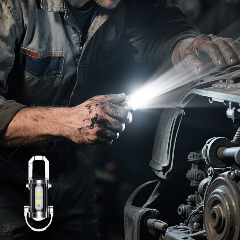 Bærbar genopladelig kraftig nøgleringslommelygte