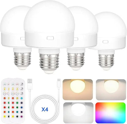 Genopladelig trådløs LED-lampe med fjernbetjening – 15 farver & dæmper (E12 og E26/E27)