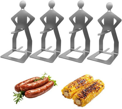 Sjove pølseholdere "Stående mand" – 4 stk grilltilbehør til pølser og BBQ
