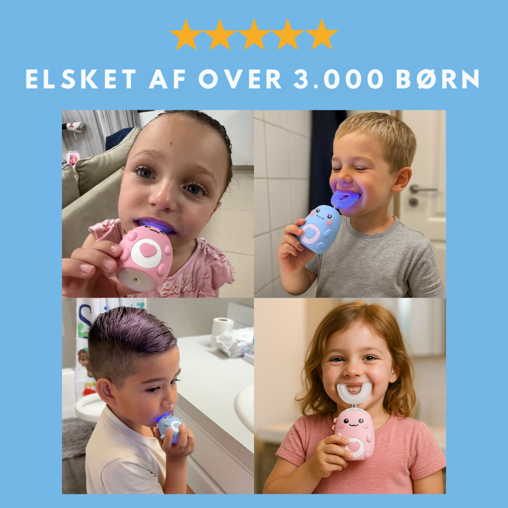 KiddieBrush™ | U-formet 360° ultrasonisk tandbørste til børn – gør tandbørstning sjovt, nemt og effektivt