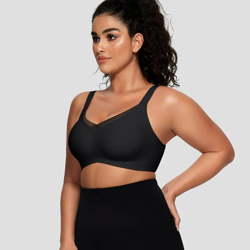 Trådløs blød komfort-bh med V-hals og jelly-stribe