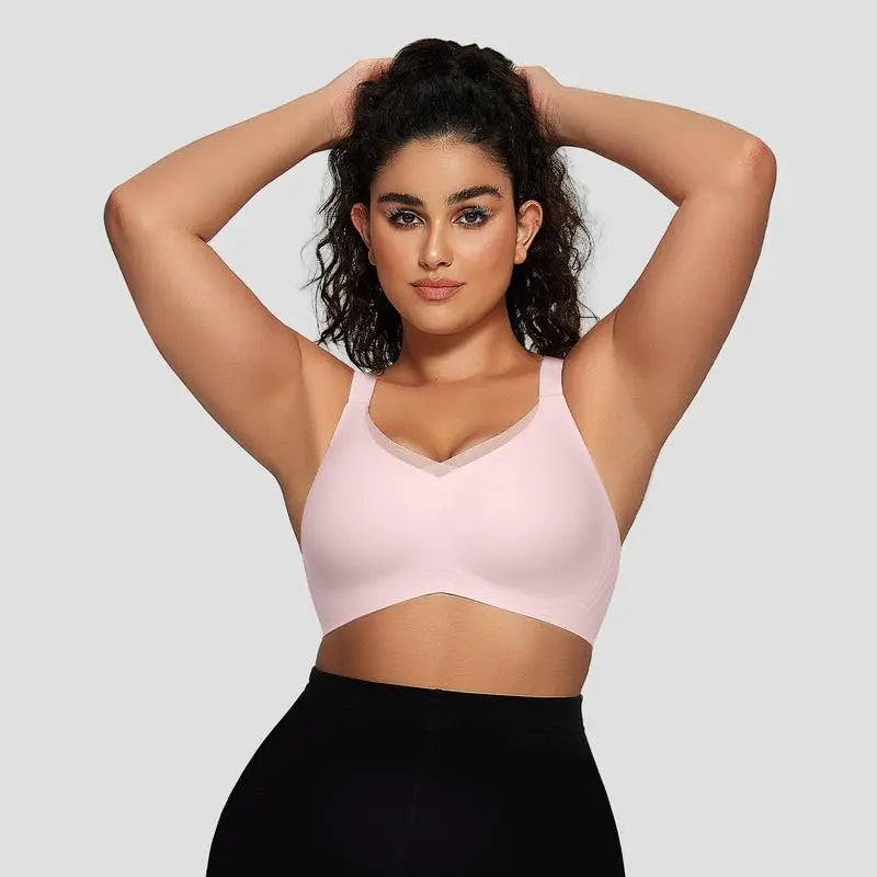 Trådløs blød komfort-bh med V-hals og jelly-stribe