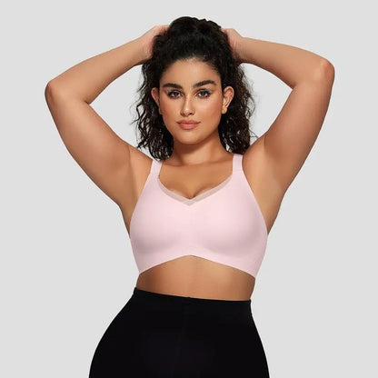 Trådløs blød komfort-bh med V-hals og jelly-stribe