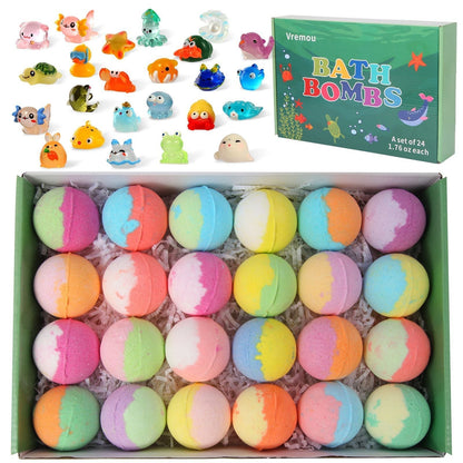 🛁 60% RABAT! 🎁 12-delt badbombe-gavesæt til børn – farverige, duftende & hudvenlige ✨