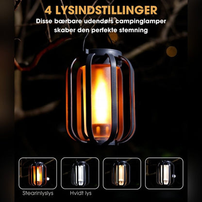 CampFlameGlow™ - Lampe med realistisk flammeeffekt – Opladelig via USB & solenergi