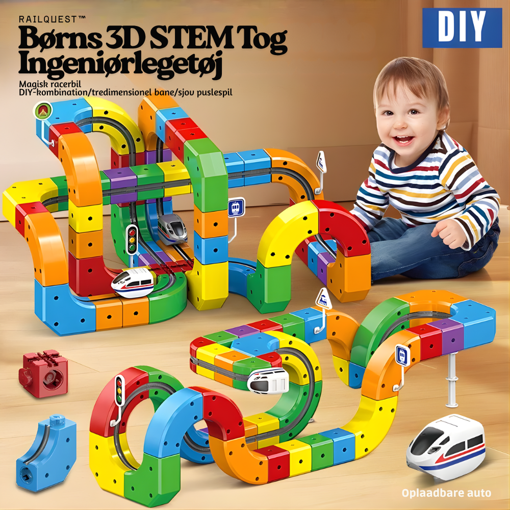 RailQuest™ – Børns 3D STEM Tog Ingeniørlegetøj