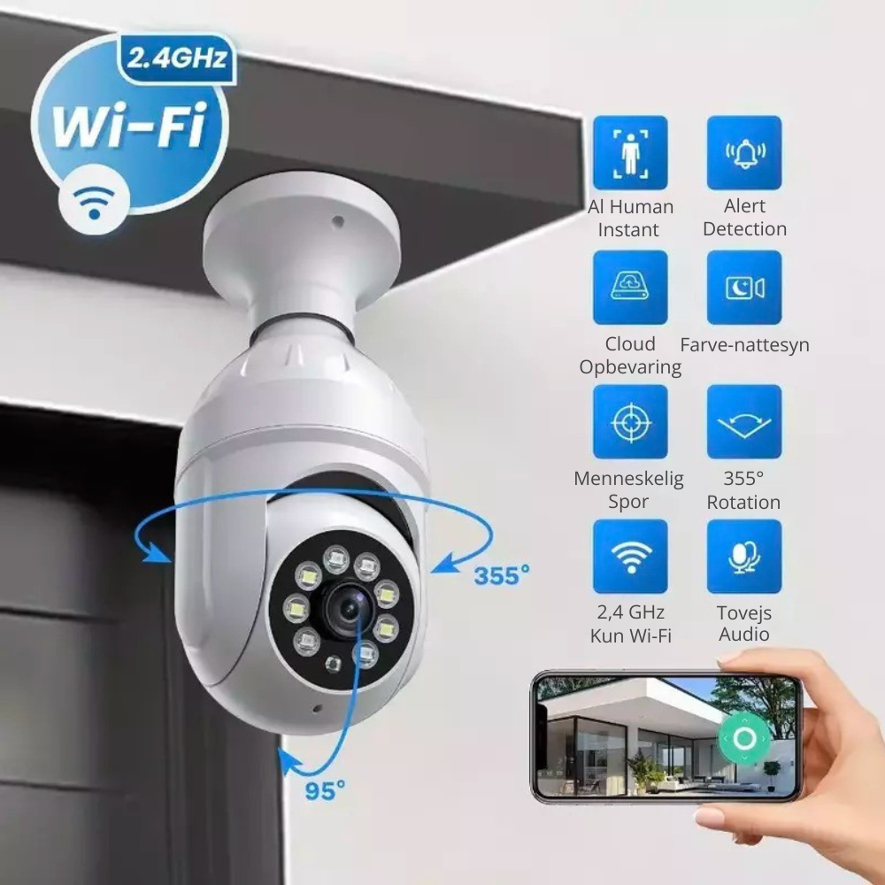 BulbCam 355°™ | Sikkerhedskamera i form af en lyspære