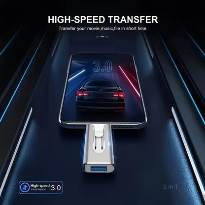 USBDrevX Multi- Kompakt Og Holdbar Multi‑Enhed 4‑I‑1 USB-Flashdrev