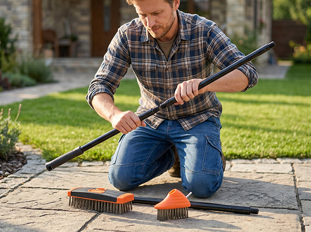 3-in-1 weed brush set – Durable steel bristles, ergonomic handle & perfect for patios, driveways, and garden paths