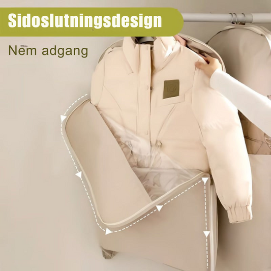 SpaceSaverBag™ | Pladsbesparende hængende tøjpose med selvkomprimerende lynlås