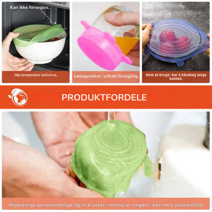 BevarFrisk Kompakt | Silikonovertræk Stretchlock Genanvendelige Lufttætte Madlåg