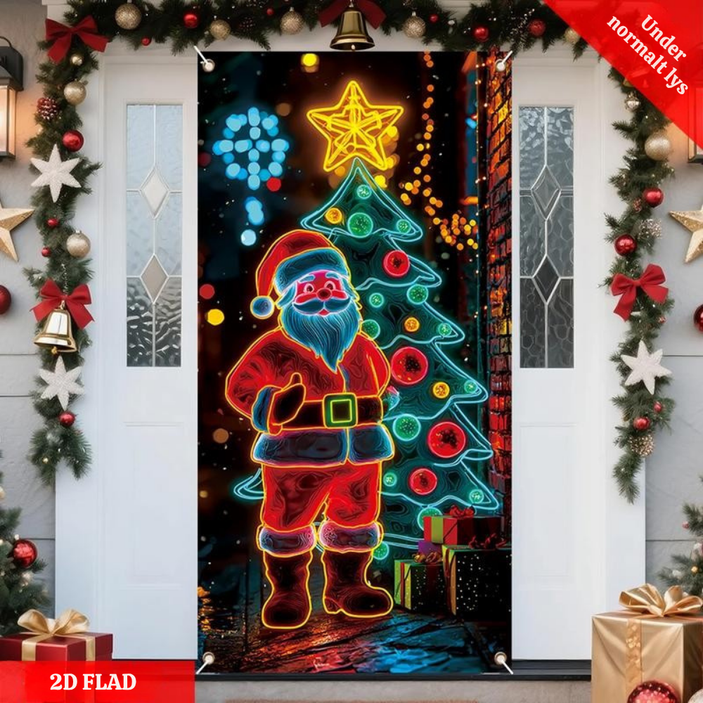 GlowSanta™ – 2D Fluorescerende Julemand Dørdekoration