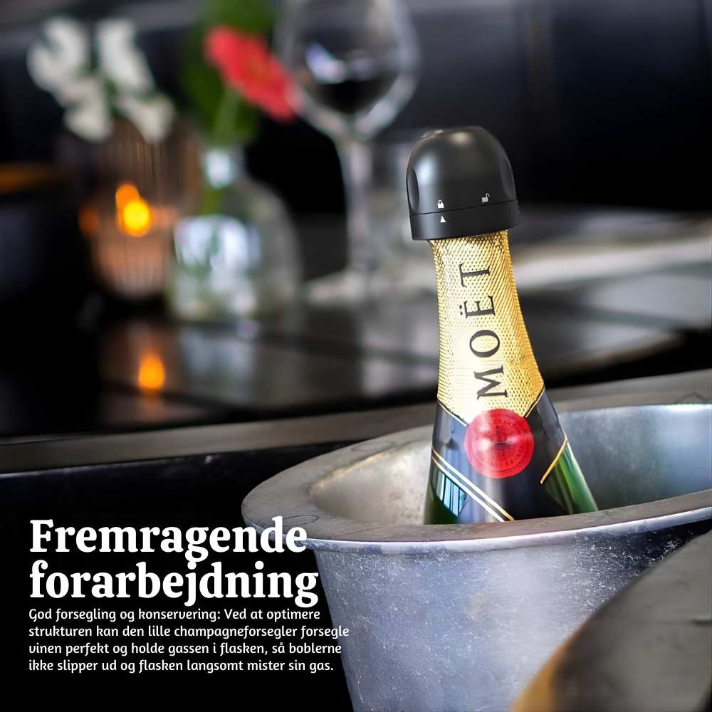 VinoKlar™™ – Roterende Lufttæt Forsegler til Vin- & Drikkeflasker