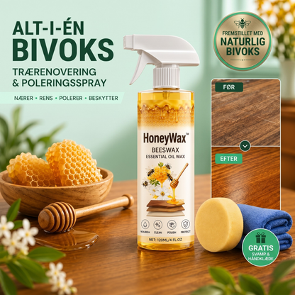 HoneyWax™ – Alt-i-en Bivoks-spray til Træpleje