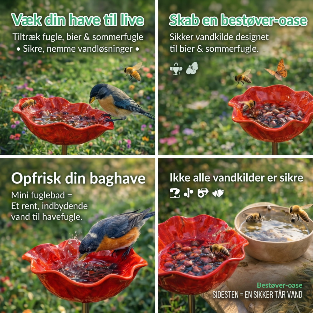 PetalHaven Garden™ – Have Fuglebad & Bestøver Vandstation
