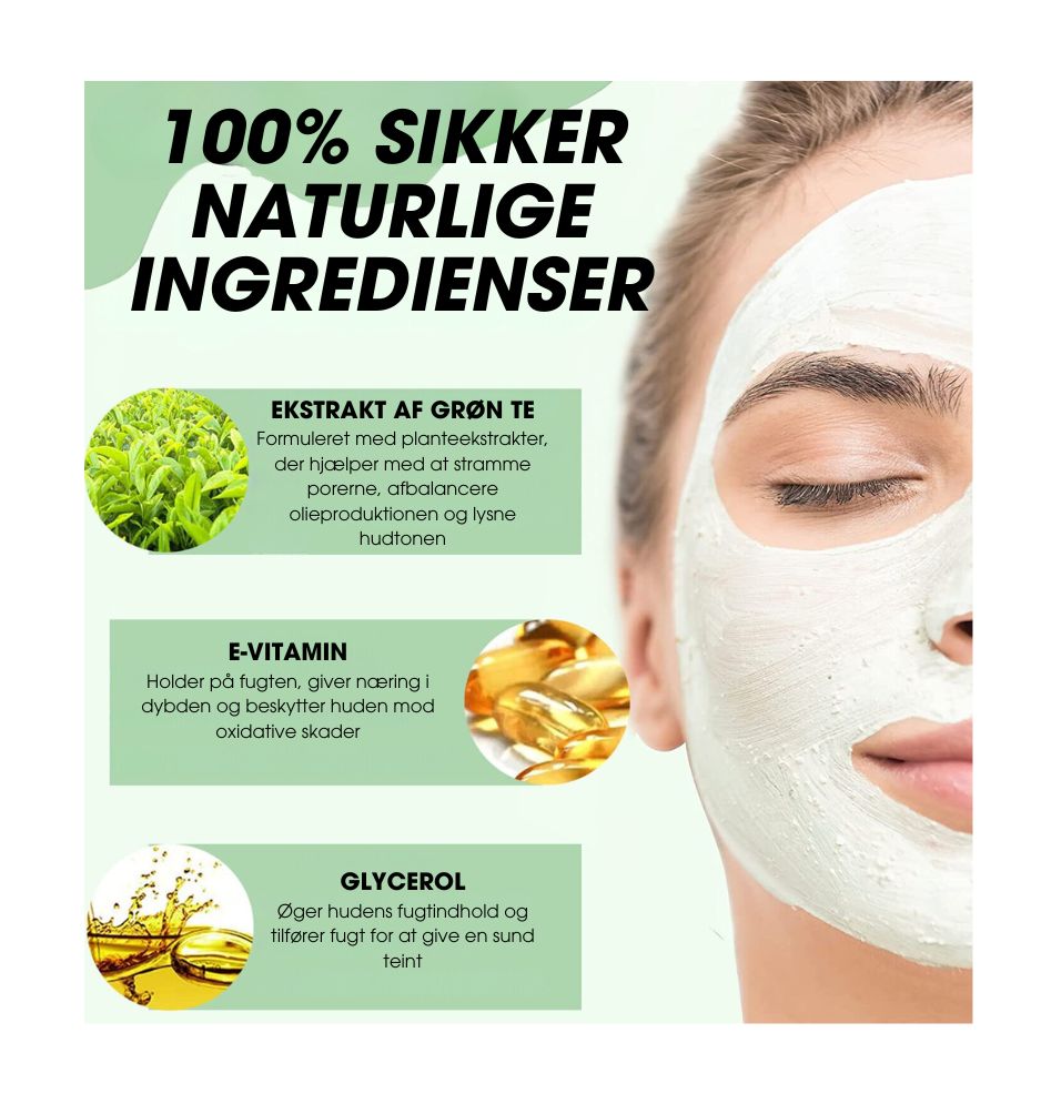 TeaMask® - Dybderensende maske med grøn te - 1+1 GRATIS