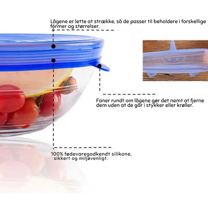 BevarFrisk Kompakt | Silikonovertræk Stretchlock Genanvendelige Lufttætte Madlåg