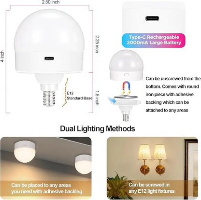 Genopladelig trådløs LED-lampe med fjernbetjening – 15 farver & dæmper (E12 og E26/E27)