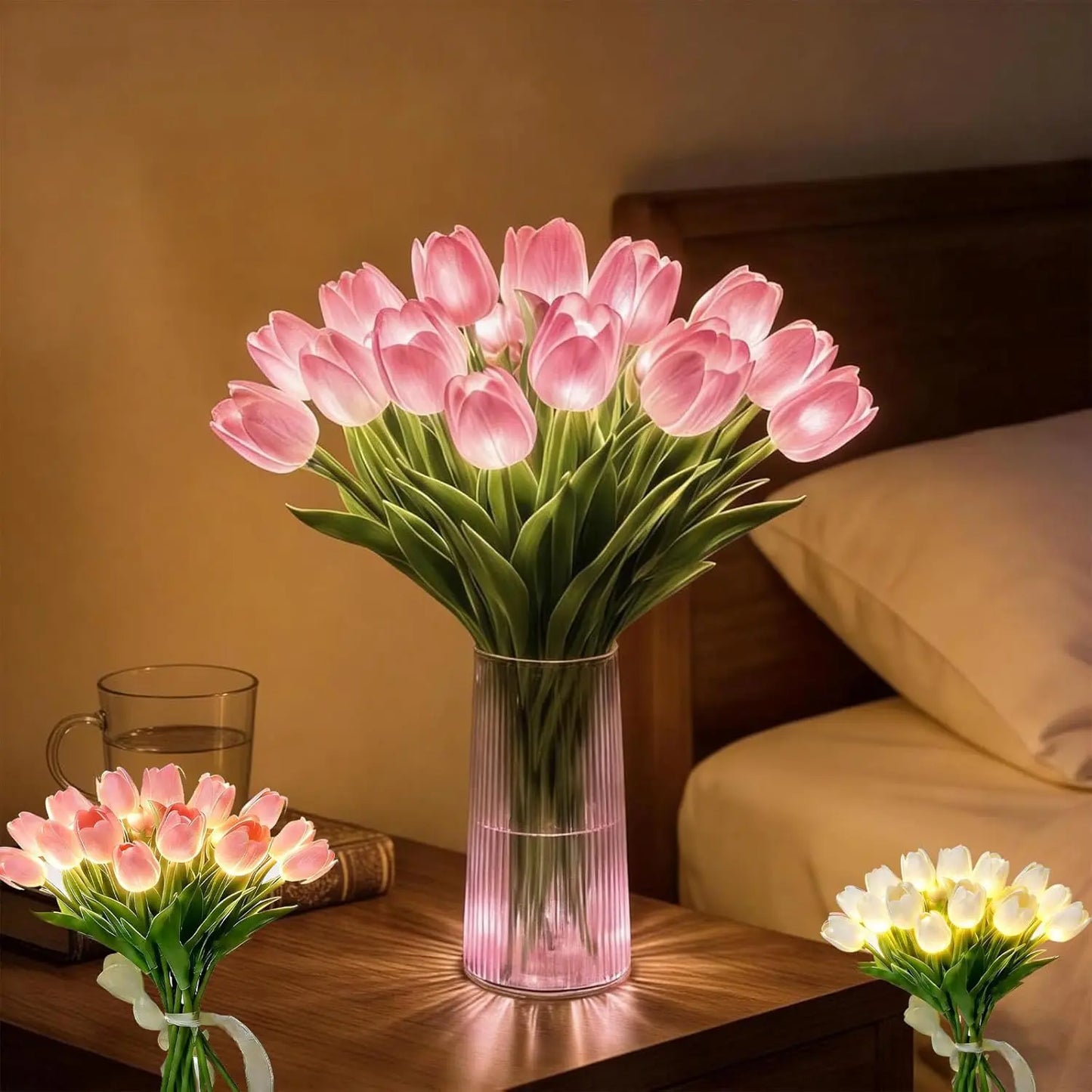 Romantisk LED-tulipanlampe – Batteridrevne LED-tulipaner, der kombinerer blomsterdekoration med blød stemningsbelysning