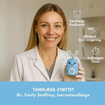 KiddieBrush™ | U-formet 360° ultrasonisk tandbørste til børn – gør tandbørstning sjovt, nemt og effektivt