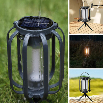 CampFlameGlow™ - Lampe med realistisk flammeeffekt – Opladelig via USB & solenergi