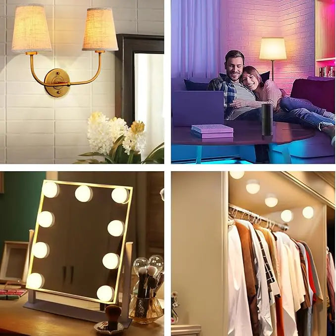 Genopladelig trådløs LED-lampe med fjernbetjening – 15 farver & dæmper (E12 og E26/E27)