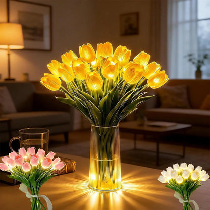 Romantisk LED-tulipanlampe – Batteridrevne LED-tulipaner, der kombinerer blomsterdekoration med blød stemningsbelysning