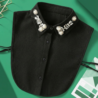 EleganCrest™ – Falsk Skjortekrave med Diamant- & Perledetaljer