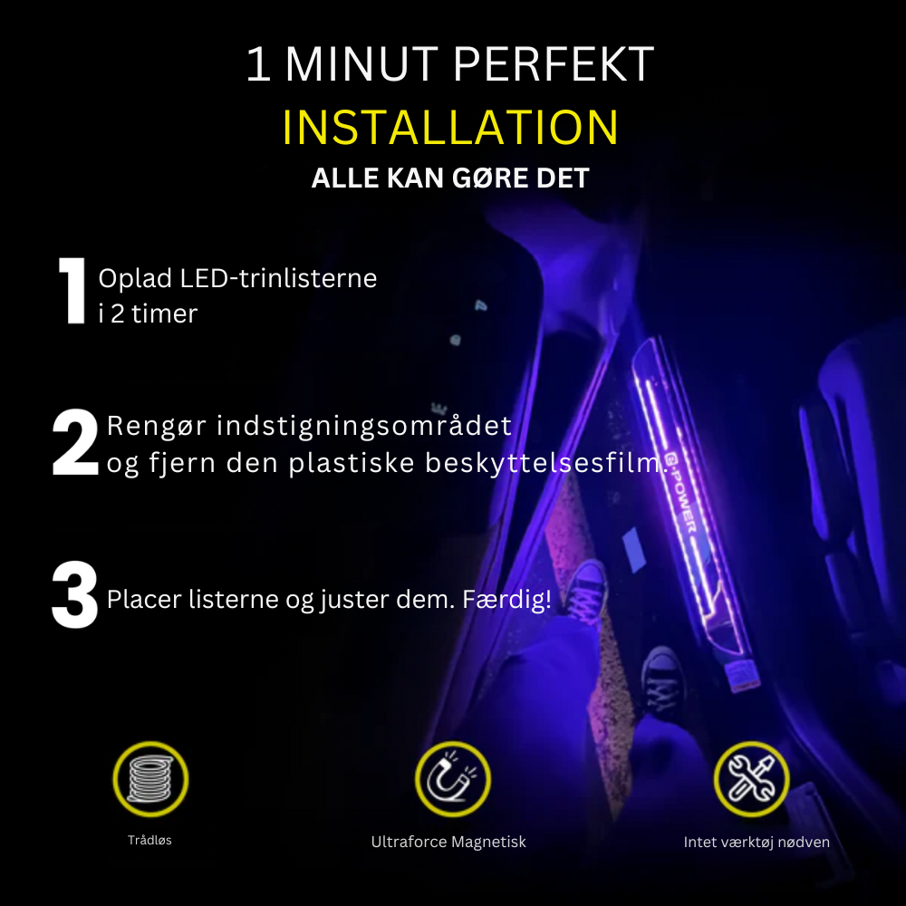 IlluminateDrive™ | LED-indstigningslys til bil – magnetisk montering & skiftende farver med dit logo