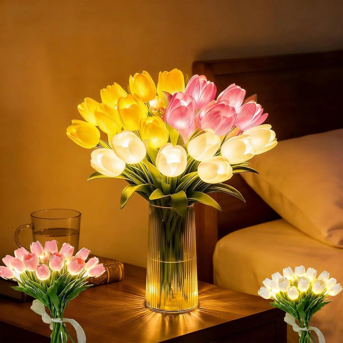 Romantisk LED-tulipanlampe – Batteridrevne LED-tulipaner, der kombinerer blomsterdekoration med blød stemningsbelysning