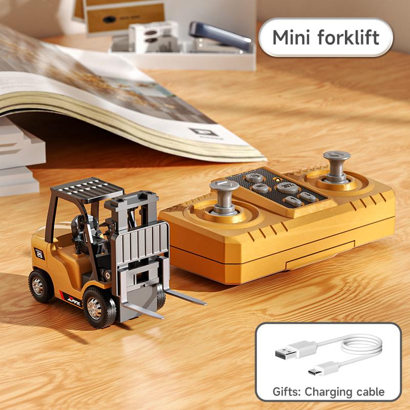 ByggeBevægelse™ 1:64 Premium Mini RC Byggesæt i Metal – Gaffeltruck, Gravemaskine & Tippelastbil