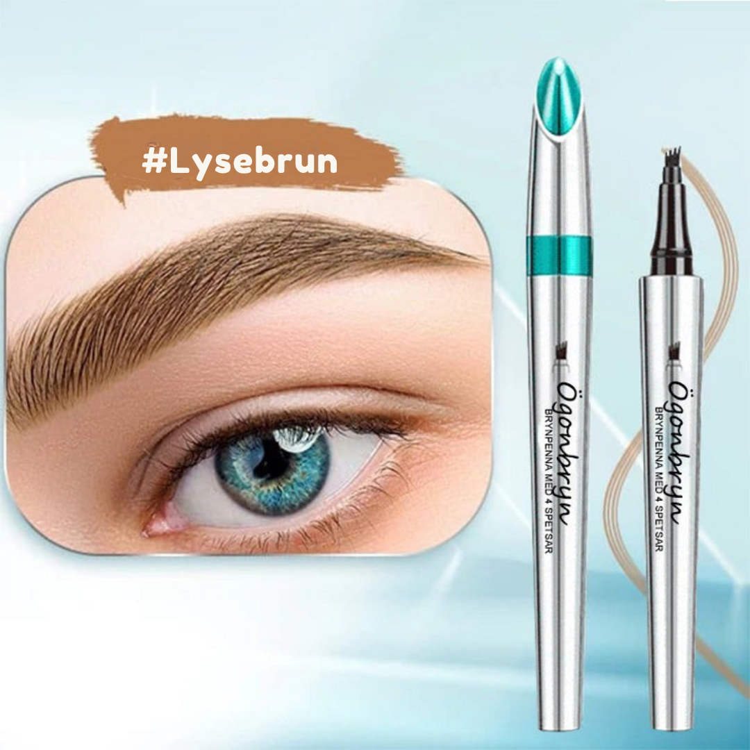 BrynDefinér | 3D Vandtæt mikroblading øjenbrynspenna 4 gaffelspids tatueringspenna (Pakke med 2)