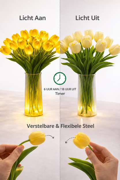 Romantisk LED-tulipanlampe – Batteridrevne LED-tulipaner, der kombinerer blomsterdekoration med blød stemningsbelysning