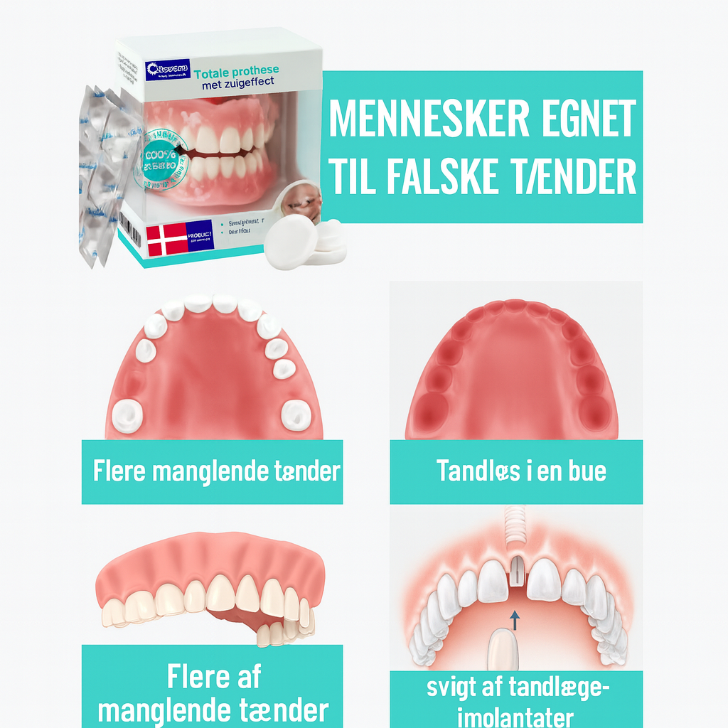 💎 NovaFullBite™ – Smil uden bekymringer, hver dag, Komplet protese med sugeeffekt