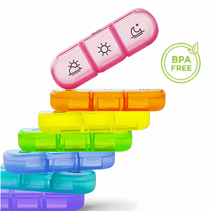 CompactPillOrganizer 1+1 GRATIS: Bærbar Pilleorganisator Daglig Og Ugentlig Medicinopbevaring