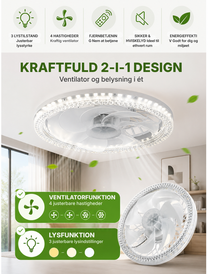 LumaBreeze™ | Smart dæmpbar E27 LED loftventilator lampe