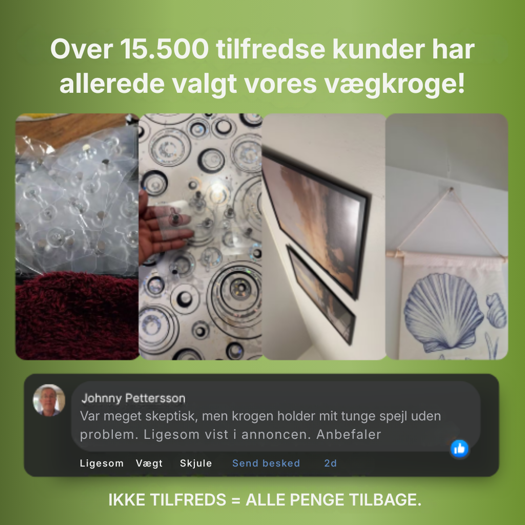 Hookova™ – Vægkroge med patenteret greb – ingen huller, ingen mærker