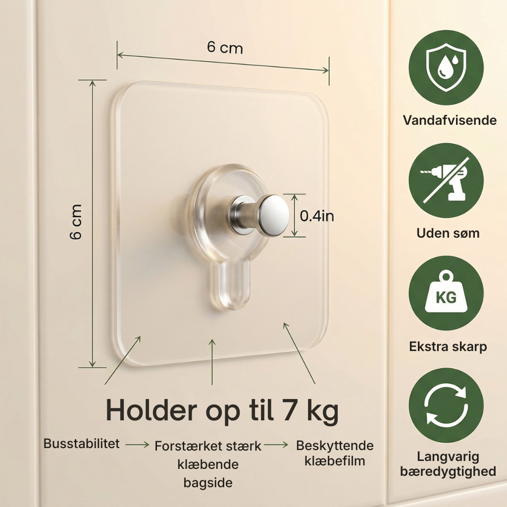 Hookova™ – Vægkroge med patenteret greb – ingen huller, ingen mærker