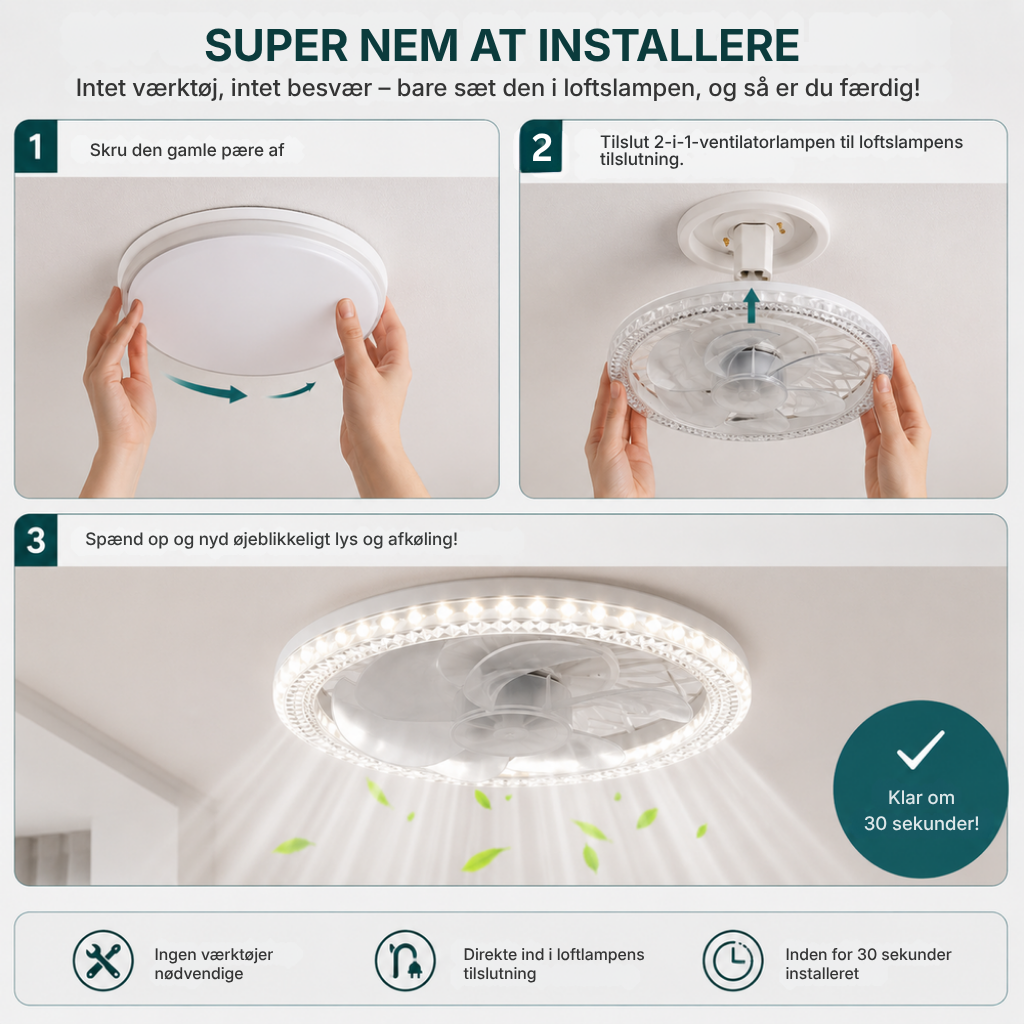 LumaBreeze™ | Smart dæmpbar E27 LED loftventilator lampe
