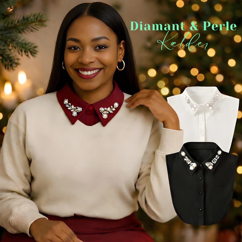 EleganCrest™ – Falsk Skjortekrave med Diamant- & Perledetaljer