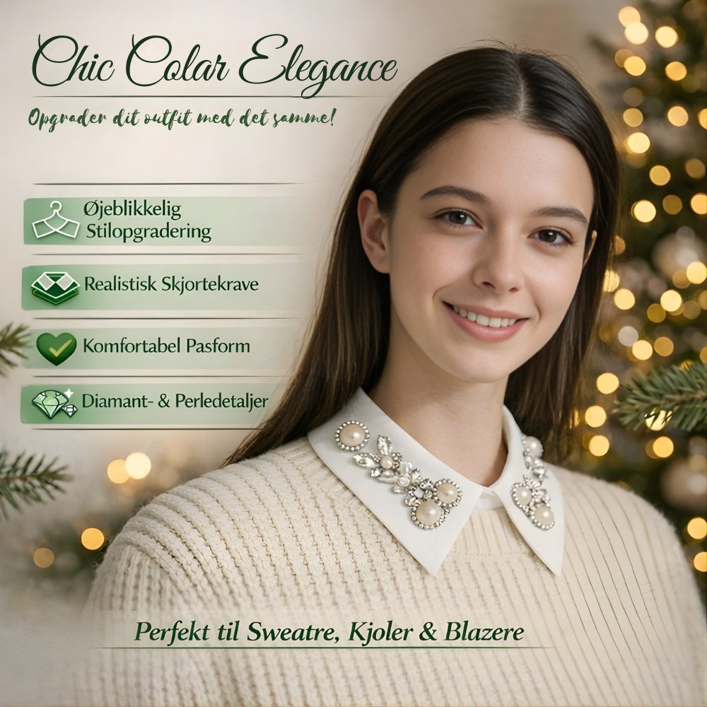 EleganCrest™ – Falsk Skjortekrave med Diamant- & Perledetaljer