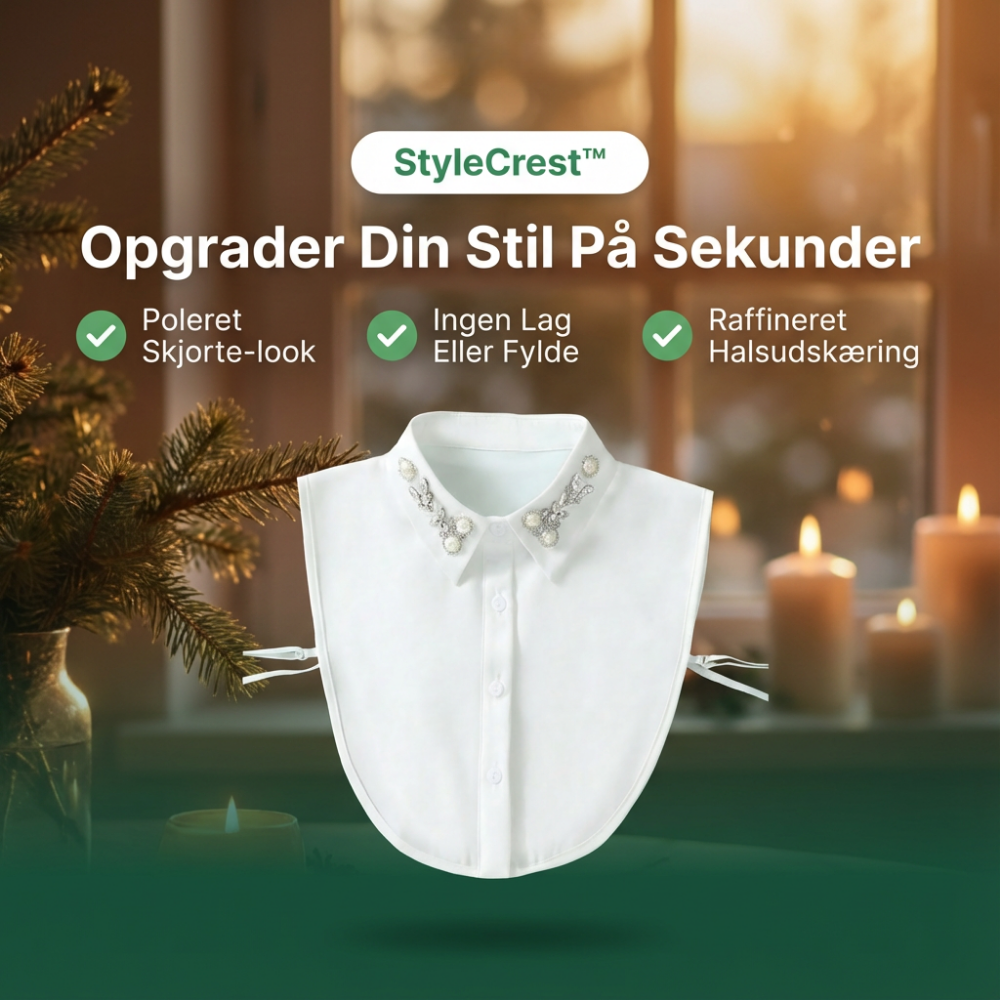 EleganCrest™ – Falsk Skjortekrave med Diamant- & Perledetaljer