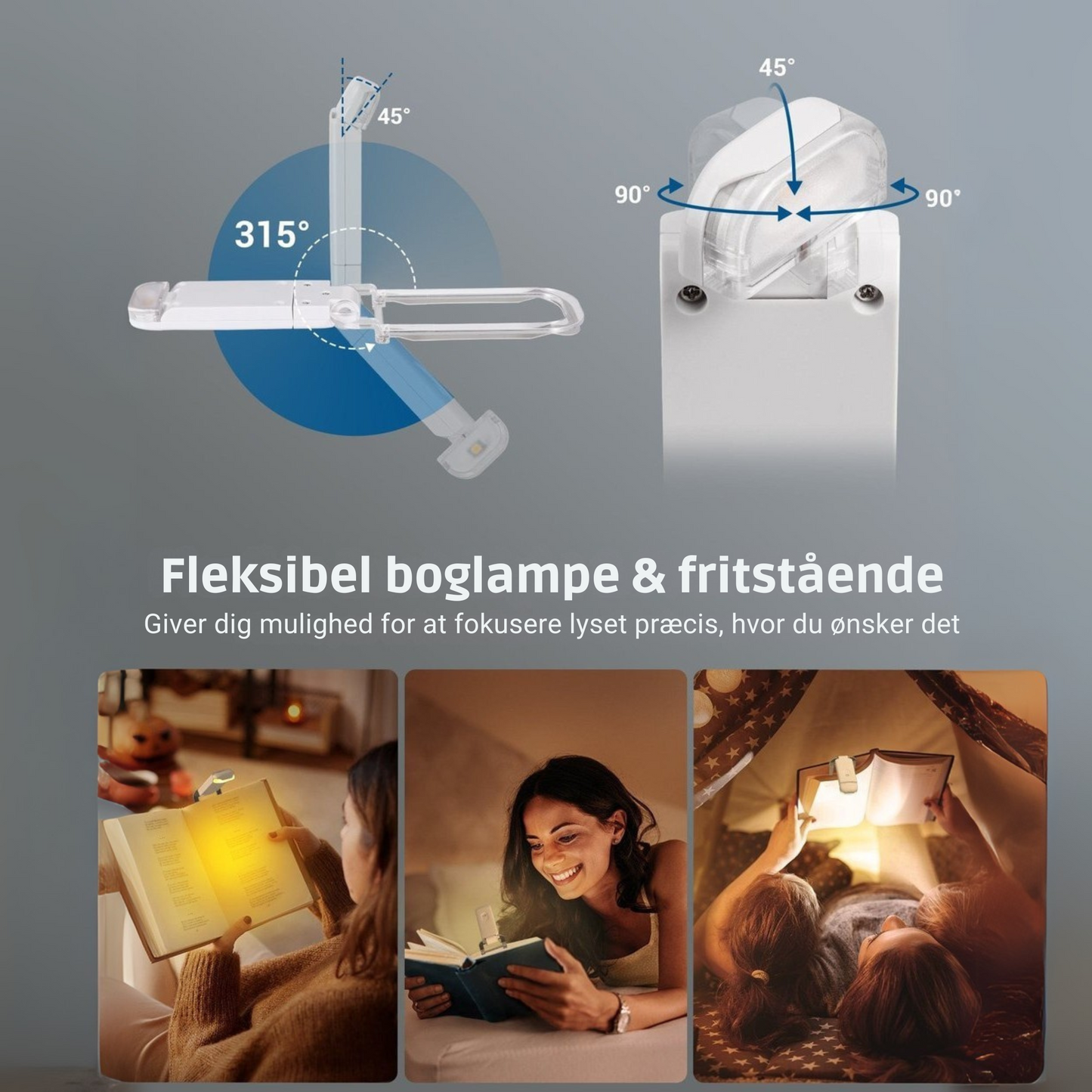 GlowLite™ – Bærbar USB-læselampe