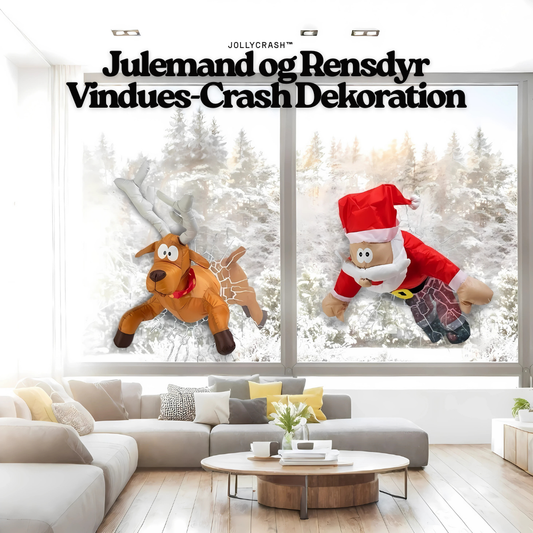 JollyCrash™ – Julemand og Rensdyr Vindues-Crash Dekoration