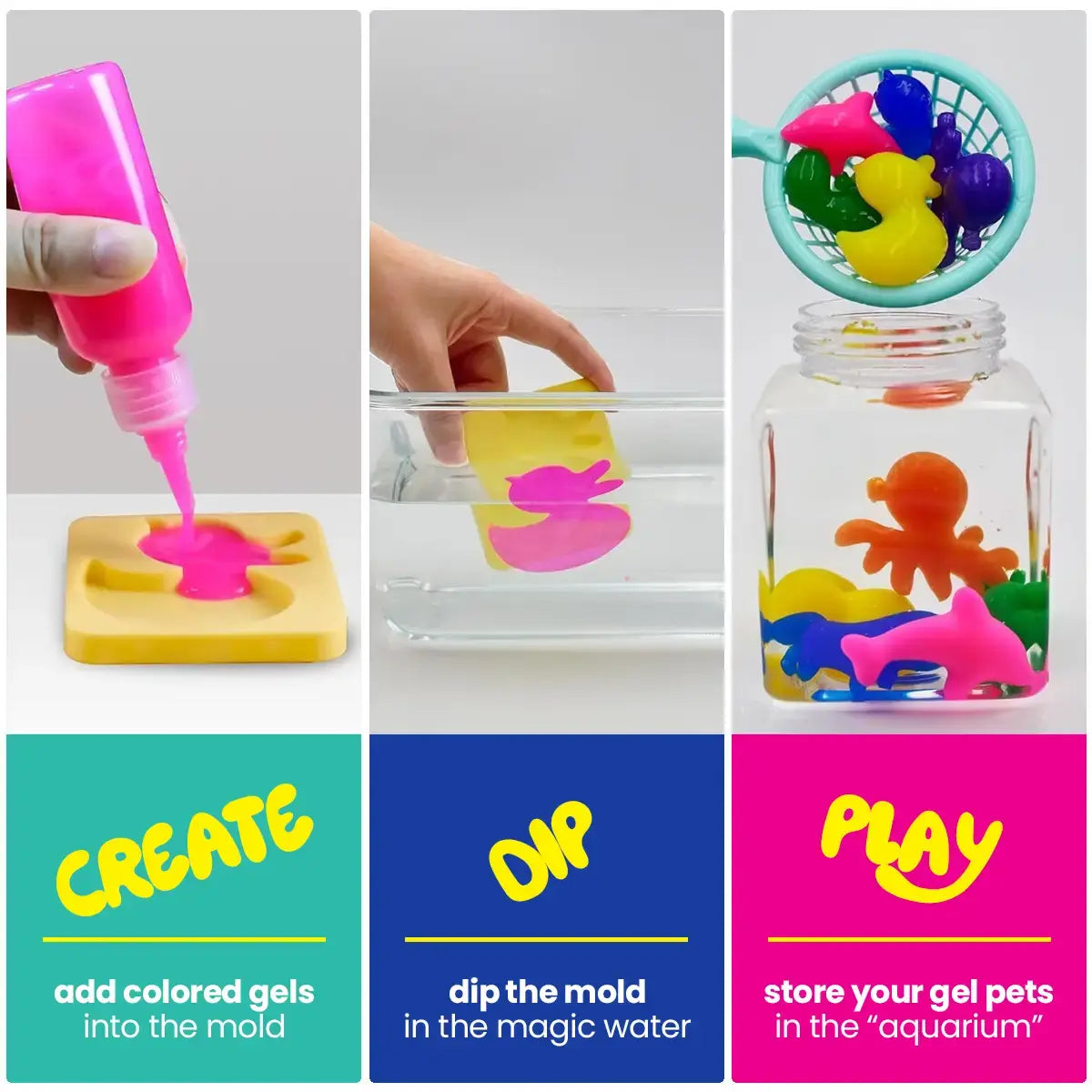 Magisk gel til at skabe vandelver – 4, 8 eller 12 farver (fra 2 år)