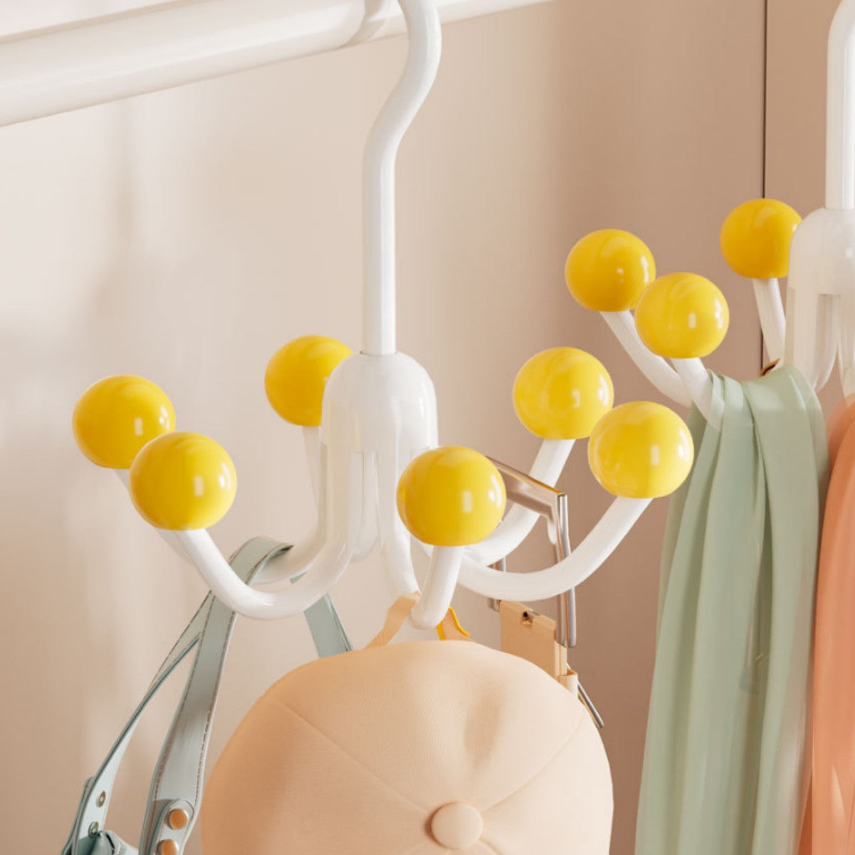 GlideHolder® HangerHooks: 360° Drejelig 6 Klo Kroge Skabsorganizer Bøjle