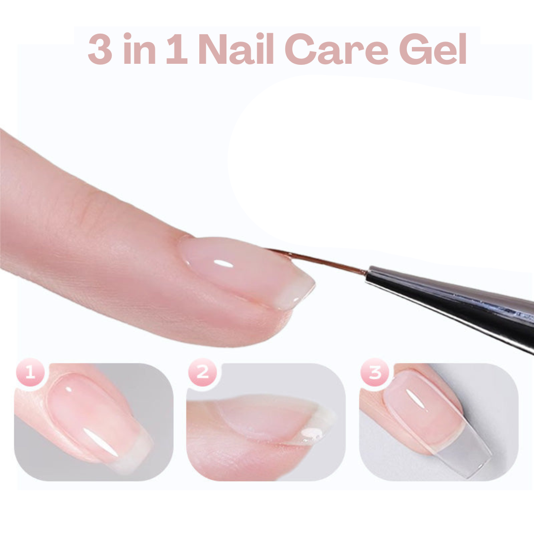 NailClear 1+1 GRATIS - 3 I 1 Transparent Neglehærder Og Forlængelsesgel