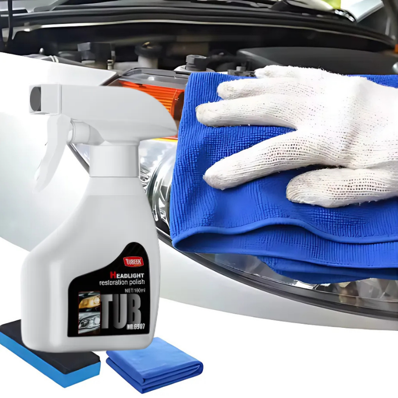HeadlightPolishSpray 1+1 GRATIS: Let At Vruge Bilforlygter Rengøring Spray-Sæt