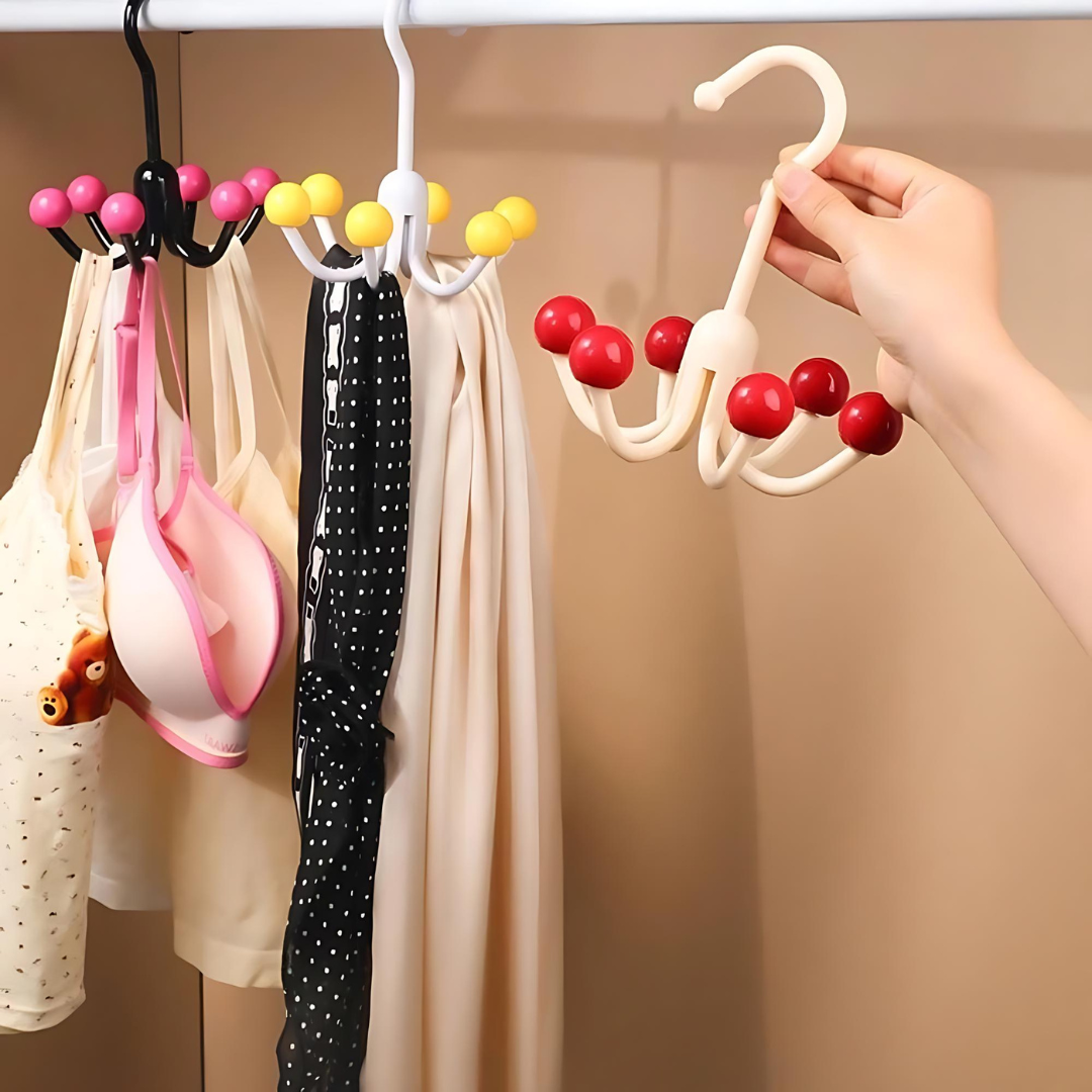 GlideHolder® HangerHooks: 360° Drejelig 6 Klo Kroge Skabsorganizer Bøjle